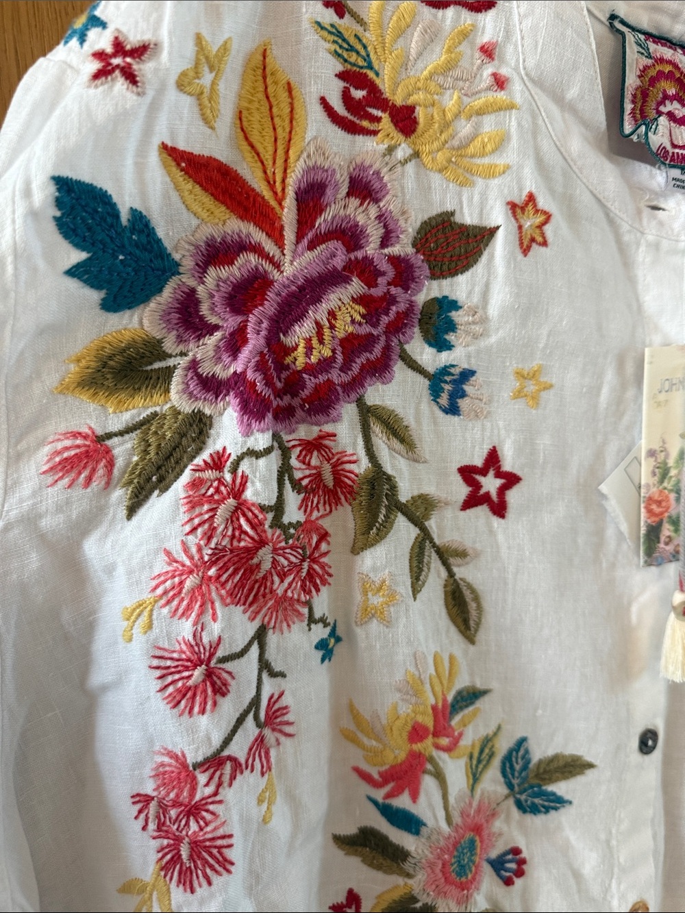 Johnny Was Amara Floral Embroidered Mandarin Collar Long sleeve Shirt Size 1X - Picture 13 of 13